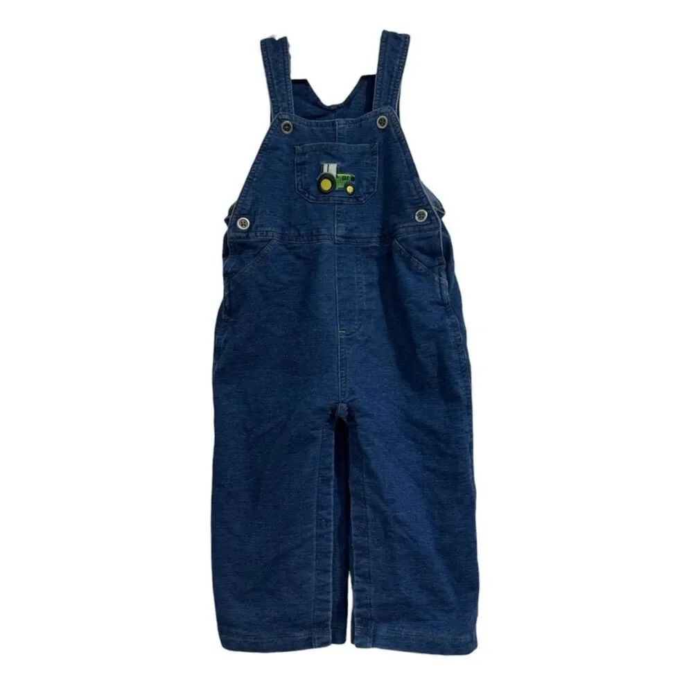 John Deere Dark Blue Kids Overalls with Tractor Patch EUC